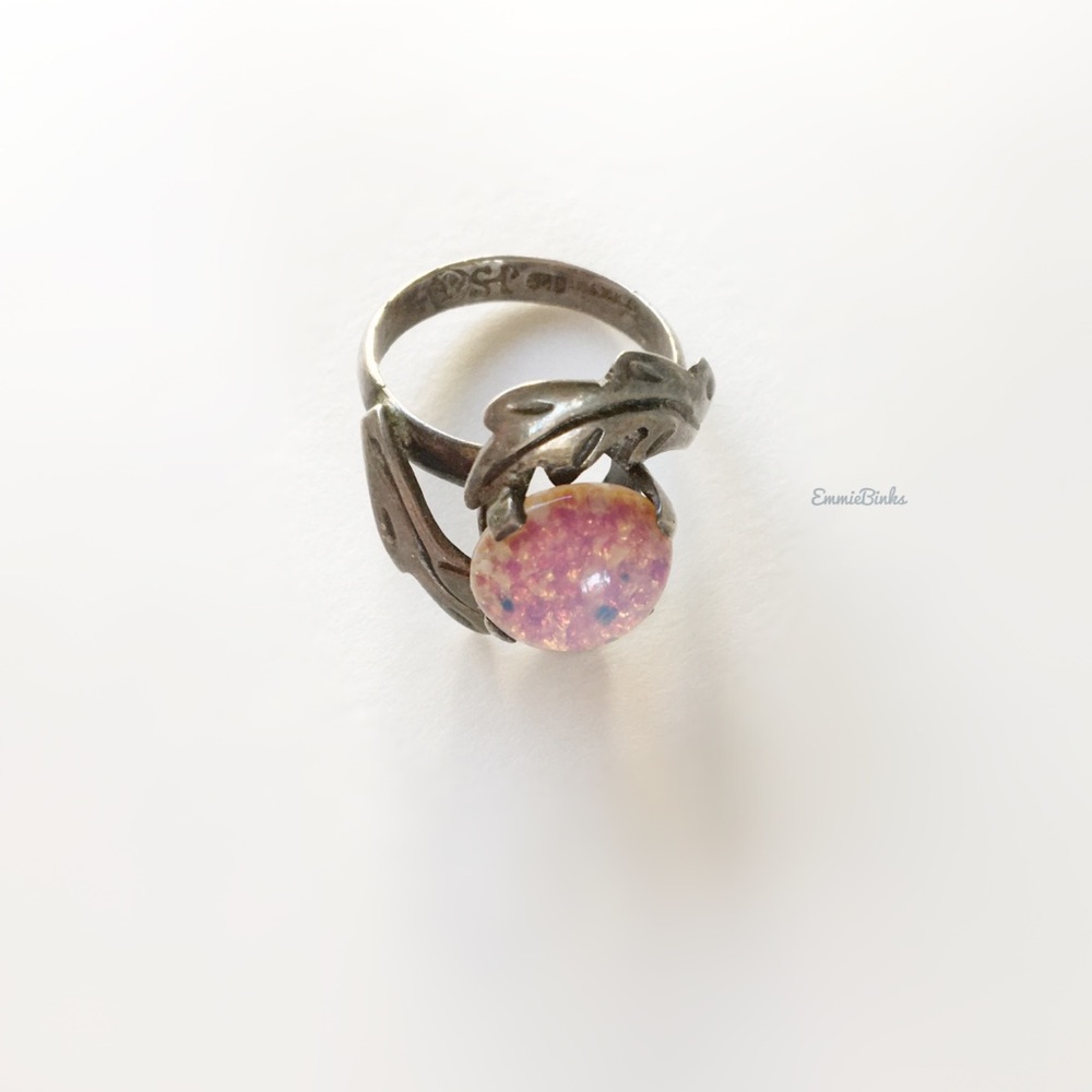 Vintage J SOTELO Sterling 925 Taxco Foil Opal Ring - Picture 7 of 8